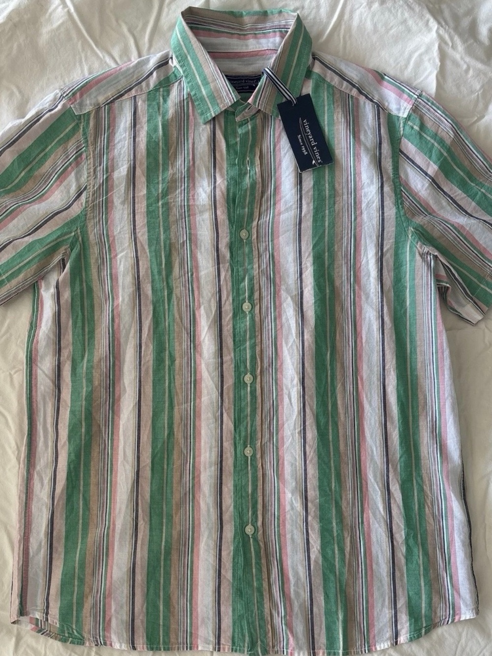 Vineyard Vines Stripe Casual Short Sleeve Shirt Men's Multi Color. Med NWT